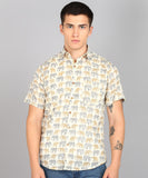 BLOCKS OF INDIA Cotton Hand Block Print Half Sleeves Summer Shirt for Men Brown Elephant