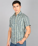 BLOCKS OF INDIA Cotton Hand Block Print Half Sleeves Summer Shirt for Men Zig Zag