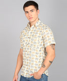 BLOCKS OF INDIA Cotton Hand Block Print Half Sleeves Summer Shirt for Men Brown Elephant