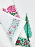 BLOCKS OF INDIA Cotton Hand Block Printed Soft Waffle Fabric Towel Set : 1 Bath Towel and 4 Hand Towel (Color 37)