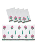BLOCKS OF INDIA Cotton Hand Block Printed Soft Waffle Fabric Towel Set : 1 Bath Towel and 4 Hand Towel (Color 37)
