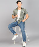 BLOCKS OF INDIA Cotton Hand Block Print Half Sleeves Summer Shirt for Men Grey Yellow Kairi