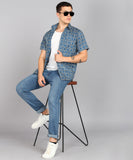 BLOCKS OF INDIA Cotton Hand Block Print Half Sleeves Summer Shirt for Men (Blue Eye)