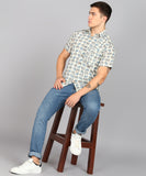 BLOCKS OF INDIA Cotton Hand Block Print Half Sleeves Summer Shirt for Men (Blue Elephant)
