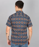 BLOCKS OF INDIA Cotton Hand Block Print Half Sleeves Summer Shirt for Men Red Eye