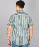 BLOCKS OF INDIA Cotton Hand Block Print Half Sleeves Summer Shirt for Men Zig Zag