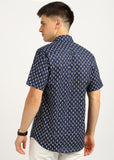 BLOCKS OF INDIA Cotton Hand Block Print Half Sleeves Summer Shirt for Men Blue Red Buti