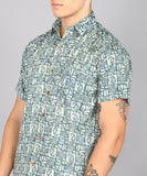 BLOCKS OF INDIA Cotton Hand Block Print Half Sleeves Summer Shirt for Men Grey Blocks