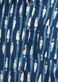 BLOCKS OF INDIA Cotton Hand Block Print Half Sleeves Summer Shirt for Men Blue Patti