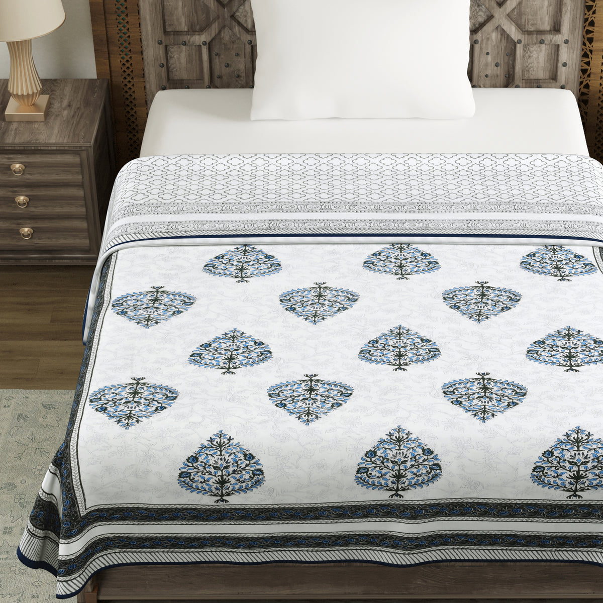 BLOCKS OF INDIA Hand Block Printed Cotton Summer Single Size