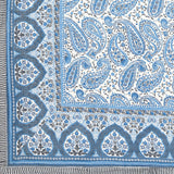 BLOCKS OF INDIA Hand Block Printed Cotton King Size Quilt (Blue GAD Paisley)