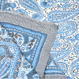 BLOCKS OF INDIA Hand Block Printed Cotton King Size Quilt (Blue GAD Paisley)