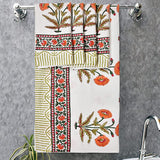 BLOCKS OF INDIA Cotton Hand Block Printed Soft Waffle Fabric Towel Set : 1 Bath Towel and 4 Hand Towel (Color 12)