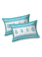 BLOCKS OF INDIA Hand Block Printed Cotton Super King Size Bedsheet(245 X 270 CM) (Color 10)