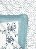 Cotton Single Size Quilt/ Rajai Hand Block Print for Light Winters (150x225 cm) (Grey Patti)