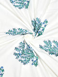 Hand Block Printed 40's Cotton Super King Size Bedsheet(290 x 290) (116 Blue Green Bird)