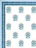 Hand Block Printed 40's Cotton Super King Size Bedsheet(290 x 290) (116 Blue Green Bird)