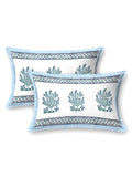 Hand Block Printed 40's Cotton Super King Size Bedsheet(290 x 290) (116 Blue Green Bird)