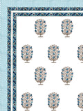Hand Block Printed 40's Cotton Super King Size Bedsheet(290 x 290) (116 Blue Grey Motif)