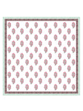 Hand Block Printed 40's Cotton Super King Size Bedsheet(290x 290) (116 Green Flower)