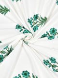 Hand Block Printed 40's Cotton Super King Size Bedsheet(290 x 290) (116 Green Turquoise Flower)