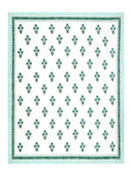 Hand Block Printed 40's Cotton Super King Size Bedsheet(290 x 290) (116 Green Turquoise Flower)