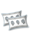 Hand Block Printed 40's Cotton Super King Size Bedsheet(290 x 290) (116 Grey Brown Motif)