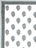 Hand Block Printed 40's Cotton Super King Size Bedsheet(290 x 290) (116 Grey Brown Motif)