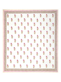 Hand Block Printed 40's Cotton Super King Size Bedsheet(290 x 290) (116 Pink Cream Flower)