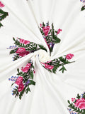 Hand Block Printed 40's Cotton Super King Size Bedsheet(290 x 290) (116 Pink Green Bunch)