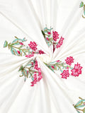 Hand Block Printed 40's Cotton Super King Size Bedsheet(290 x 290) (116 Turquoise Flower)