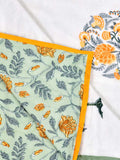 Hand Block Printed Cotton Summer Single Size Reversible Printed Malmal Dohar Green Tol