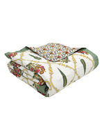 BLOCKS OF INDIA Hand Block Printed Cotton King Size Quilt (Green Patti)
