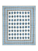 BLOCKS OF INDIA Hand Block Printed Cotton King Size Quilt (Grey Rose)