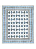 BLOCKS OF INDIA Hand Block Printed Cotton King Size Quilt (Grey Rose)