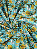 Cotton Single Size Quilt Hand Block Print for Light Winters (150x225 cm) (Blue gad buti)