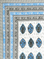 BLOCKS OF INDIA Hand Block Printed Cotton King Size Quilt (Grey Rose)