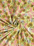 Cotton Single Size Quilt Hand Block Print for Light Winters (150x225 cm) (Green gad buti)