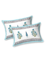 BLOCKS OF INDIA Hand Block Printed Cotton Super King Size Bedsheet(245 X 270 CM) (Color 12)