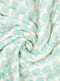 Cotton Medium/Queen Size Quilt Hand Block Print for Light Winters (70 x 100 Inches) (Turquoise Buta)