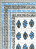 BLOCKS OF INDIA Hand Block Printed Cotton King Size Quilt (Grey Rose)