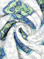 BLOCKS OF INDIA Hand Block Printed Cotton King Size Quilt (Grey Rose)