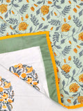 Hand Block Printed Cotton Summer Single Size Reversible Printed Malmal Dohar Green Tol