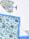 Hand Block Printed Cotton Summer Single Size Reversible Printed Malmal Dohar Blue Tol
