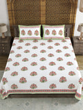BLOCKS OF INDIA Hand Block Printed Cotton Super King Size Bedsheet(245 X 270 CM) (Color 14)
