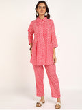 BLOCKS OF INDIA Co ords Set in Pure Cotton Pink Rectangle