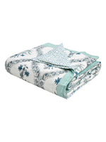 Cotton Single Size Quilt/ Rajai Hand Block Print for Light Winters (150x225 cm) (Turq Bel)