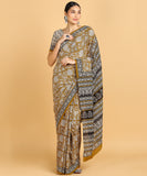 BLOCKS OF INDIA Hand Block Print Cotton Sarees For Women with Unstitched Blouse Piece Color 4