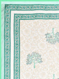 Cotton Single Size Quilt Hand Block Print for Light Winters (150x225 cm) (Light Green Tree)