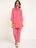 BLOCKS OF INDIA Co ords Set in Pure Cotton Pink Mushroom